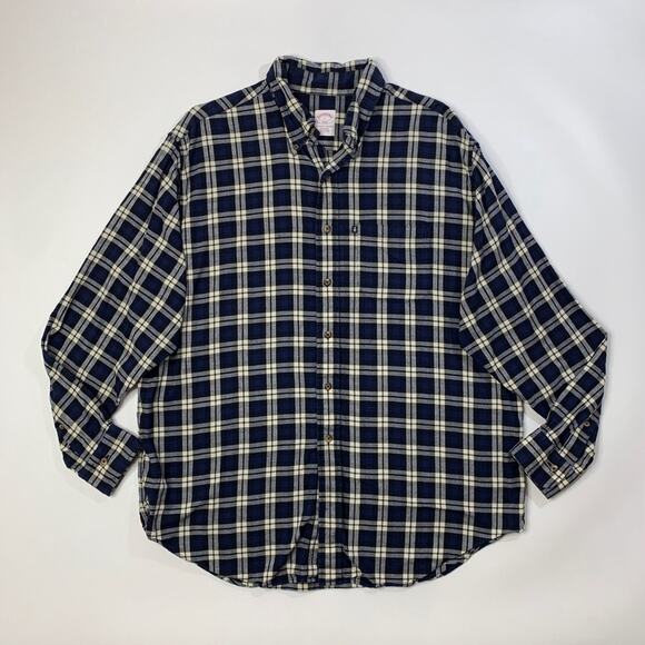 Brooks Brothers Shirt Mens L Windsor Blue Check Cotton Button Down Long Sleeve - Picture 2 of 9